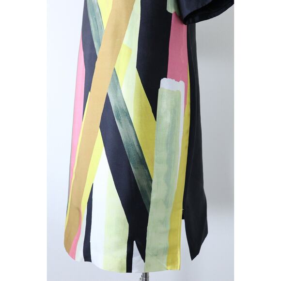 St John Size 10 Abstract Print Sheath Dress Silk Wool Colorblock Short Sleeve - Picture 7 of 13